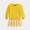Polo Ralph Lauren Kids' Ralph Lauren Striped-skirt Loopback Fleece Dress In Yellow