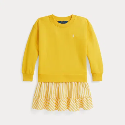 POLO RALPH LAUREN RALPH LAUREN STRIPED-SKIRT LOOPBACK FLEECE DRESS