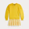 Polo Ralph Lauren Kids' Ralph Lauren Striped-skirt Loopback Fleece Dress In Yellow