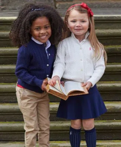 Polo Ralph Lauren Kids' Ralph Lauren Sweater Polo Chino Pants Solid Oxford Top Cable Cardigan Chino Skirt. Little Girls Big  In Pink