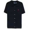 Polo Ralph Lauren Textured Cable Knit Short Sleeve Cardigan In Blue