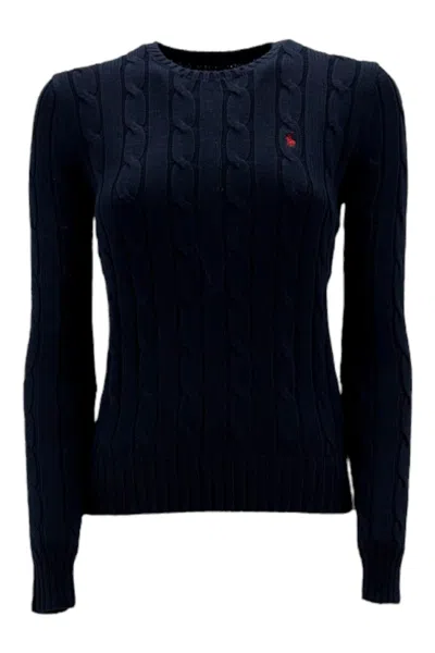 Polo Ralph Lauren Julianna Cotton Cable Crew Neck Sweater In Hunter Navy