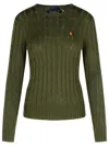 Polo Ralph Lauren Cable-knit Cotton Crewneck Sweater In Green