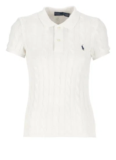 Polo Ralph Lauren White Polo Pony Short Sleeve Shirt In Cotton Woman