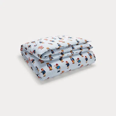 Polo Ralph Lauren Teddy Bear Stripe 3-piece Duvet Cover Set In Blue