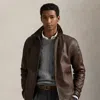 Polo Ralph Lauren Brown Jacket With Classic Collar And Pony Embroidery On The Front In Leather Man In Bison Brown