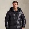 Polo Ralph Lauren Black Down Jacket With Patent Effect And Embroidered Pony Logo On Chest In Tech Fabric Man In Black