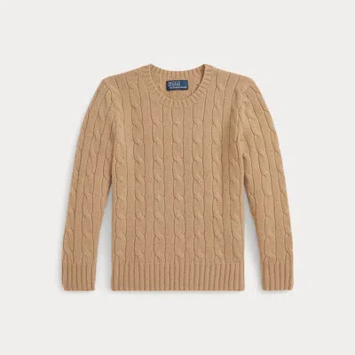 Polo Ralph Lauren Kids' Cable-knit Cashmere Sweater In Camel Melange