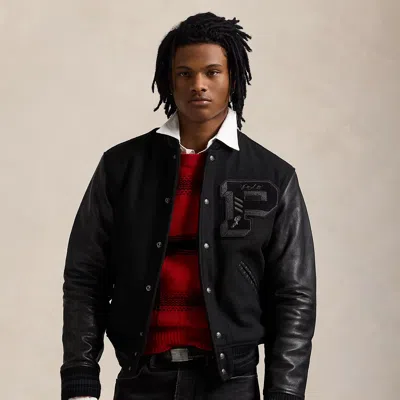 Polo Ralph Lauren The Iconic Letterman Jacket In Polo Black