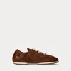 Polo Ralph Lauren Ralph Lauren The Leather-suede Pony Ballerina Sneaker In Brown