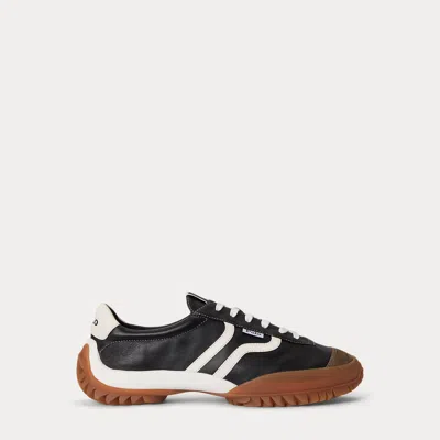 Polo Ralph Lauren Ralph Lauren Treaded Leather Low-top Sneaker In Black