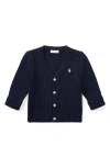 Polo Ralph Lauren Baby Boys Combed Cotton V-neck Cardigan In Navy