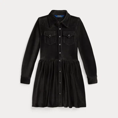 Polo Ralph Lauren Kids' Ralph Lauren Velour Western Shirtdress In Black