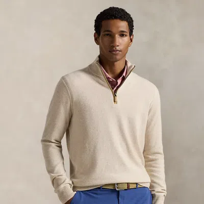 Polo Ralph Lauren Ralph Lauren Washable Cashmere Quarter-zip Sweater In Neutral
