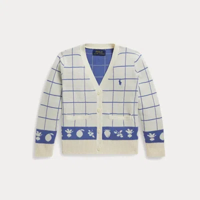 Polo Ralph Lauren Kids' Ralph Lauren Windowpane Cotton V-neck Cardigan In Blue
