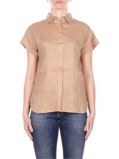 Polo Ralph Lauren Ralph Lauren Woman Shirt 200699152 052 Broth Short Sleeve Shirt Tan In Brown