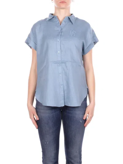 Polo Ralph Lauren Ralph Lauren Woman Shirt 200874259 011 Broth Short Sleeve Button Fro Blue
