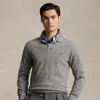 Polo Ralph Lauren Wool Johnny-collar Sweater In Fawn Grey Heather