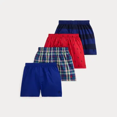 Polo Ralph Lauren Kids' Ralph Lauren Woven Cotton Poplin Boxer 4-pack In Multi
