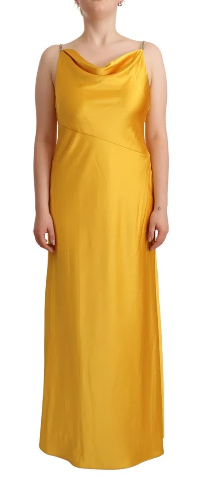 Pre-owned Polo Ralph Lauren Ralph Lauren Yellow Sheath Sleeveless Long Gown Women Women's Dress ()