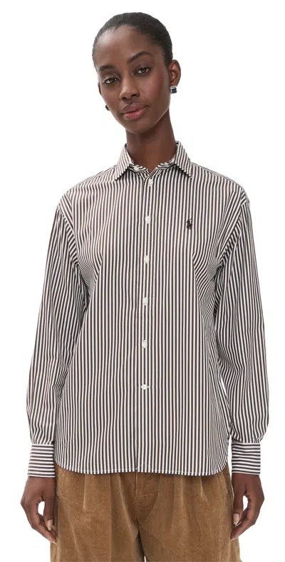 Polo Ralph Lauren Ramsey Striped Button Down Shirt 1936 Dark Brown White In Gray