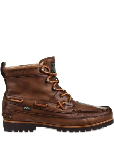 Polo Ralph Lauren Ranger Leather Lace-up Mid Boots In Brown