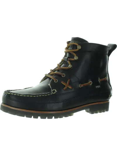 Polo Ralph Lauren Ranger Mid Mens Leather Faux Fur Lined Winter & Snow Boots In Black