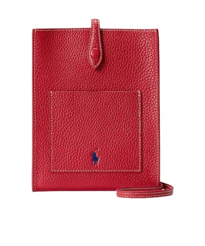 Polo Ralph Lauren Pebbled Leather Crossbody Bag In Red