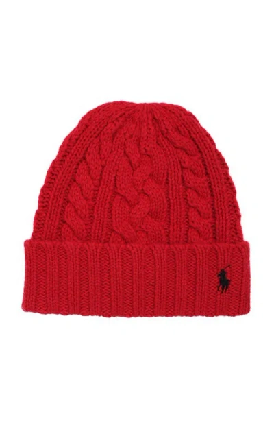 Polo Ralph Lauren Recycled Cable Beanie In Red