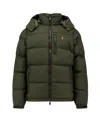 Polo Ralph Lauren Logo Embroidered Hooded Down Jacket In Green