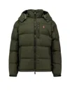 Polo Ralph Lauren Logo Embroidered Hooded Down Jacket In Green
