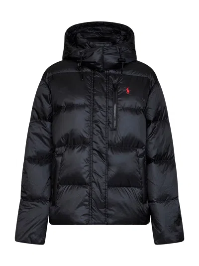 Polo Ralph Lauren Recycled Nylon Hooded Puffer Jacket In Black