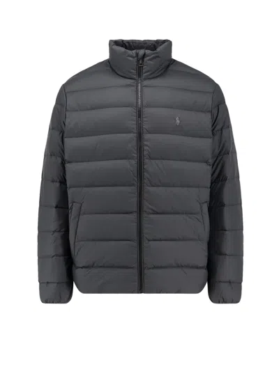 Polo Ralph Lauren Down Jacket Featuring Adjustable Elements In Gray