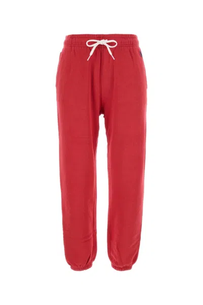 Polo Ralph Lauren Red Cotton Blend Joggers In Sunrisered