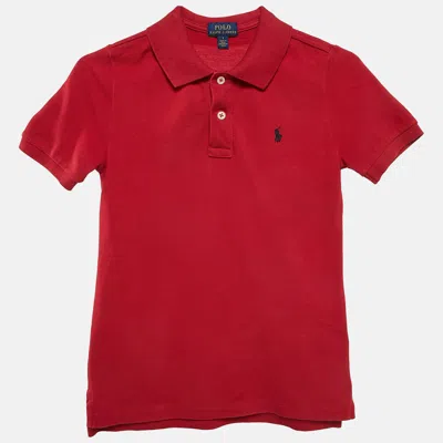 Pre-owned Polo Ralph Lauren Red Cotton Pique Polo T-shirt 7 Yrs