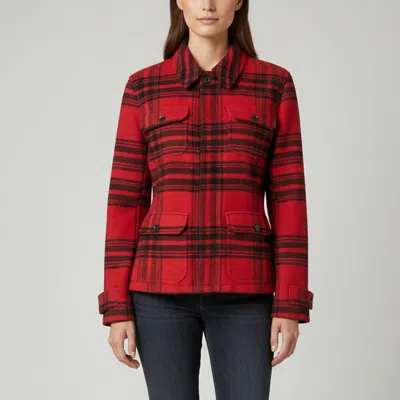 Pre-owned Polo Ralph Lauren Red Plaid Wool Blend Buttoned Jacket L