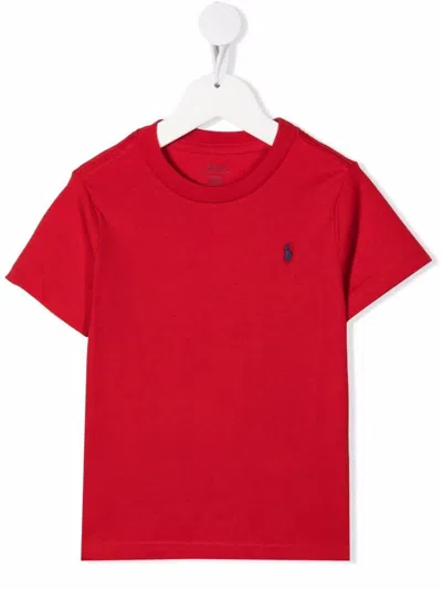 POLO RALPH LAUREN RED T-SHIRT WITH BLUE LOGO