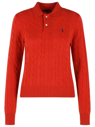 Polo Ralph Lauren Red Wool And Cashmere Blend Sweater In Burgundy