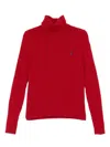 Polo Ralph Lauren Red Wool And Cashmere High-neck Cable Knit Sweater