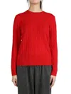 Polo Ralph Lauren Ralph Lauren Bright Hibiscus Cotton Cable-knit Crew Neck Sweater In Red