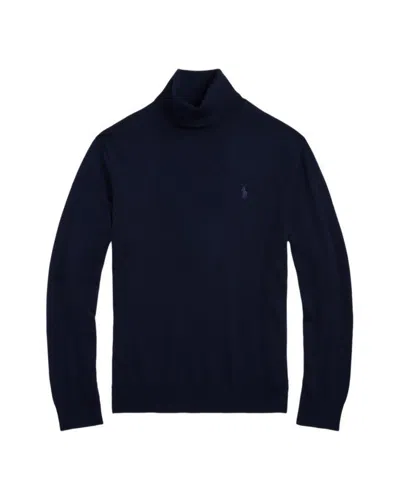 POLO RALPH LAUREN REFINED TURTLENECK SWEATER IN DEEP NAVY WOOL