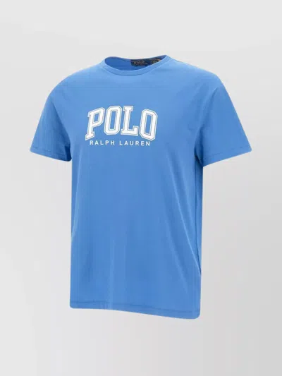 Polo Ralph Lauren Crew Neck Slim Fit T-shirt With Printed Logo In Metallic