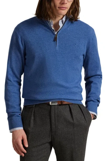 Polo Ralph Lauren Regular Fit Wool Quarter Zip Sweater In Blue