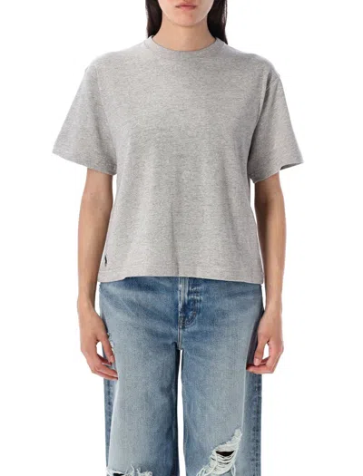 Polo Ralph Lauren Relaxed Crop Fit Cotton Jersey Tee In Gray