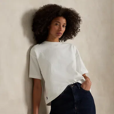Polo Ralph Lauren Relaxed Crop Fit Cotton Jersey Tee In White