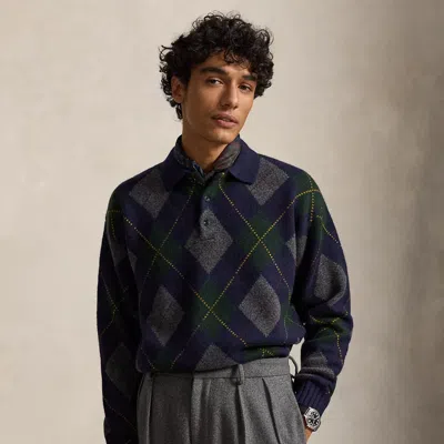 Polo Ralph Lauren Relaxed Fit Argyle Wool-mohair Sweater In Navy Multi