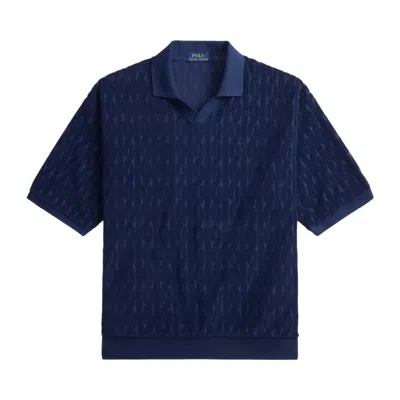 Pre-owned Polo Ralph Lauren Relaxed Fit Cable Terry Johnny Collar Polo 'newport Navy' | Blue | Men's Size L