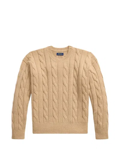 Polo Ralph Lauren Relaxed Fit Cable Wool-blend Jumper In Neutrals