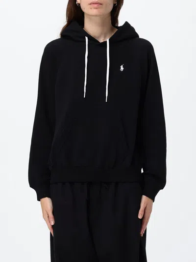 Polo Ralph Lauren Relaxed Fit Cotton Blend Hoodie With Logo In Black
