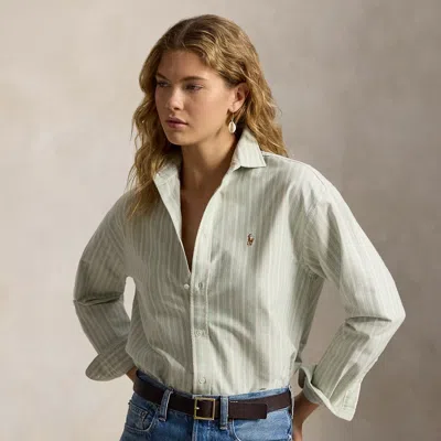 Polo Ralph Lauren Relaxed Fit Cotton Oxford Shirt In Green Pink
